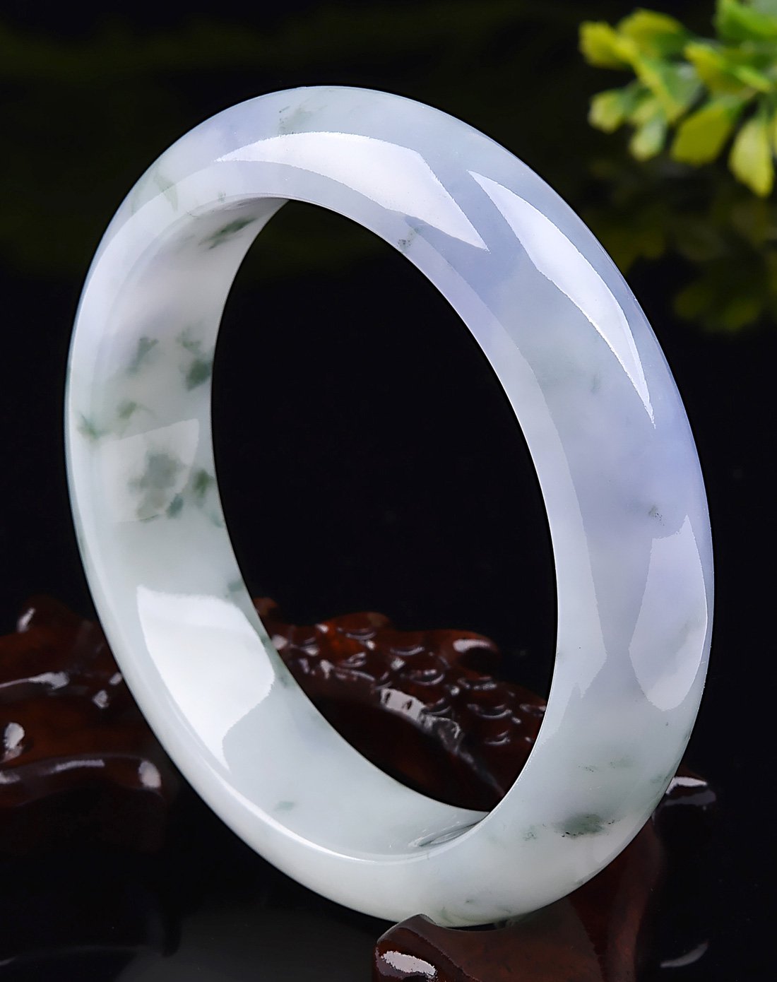 亿珍阁 天然a货三彩飘花糯种翡翠手镯56mm附证书