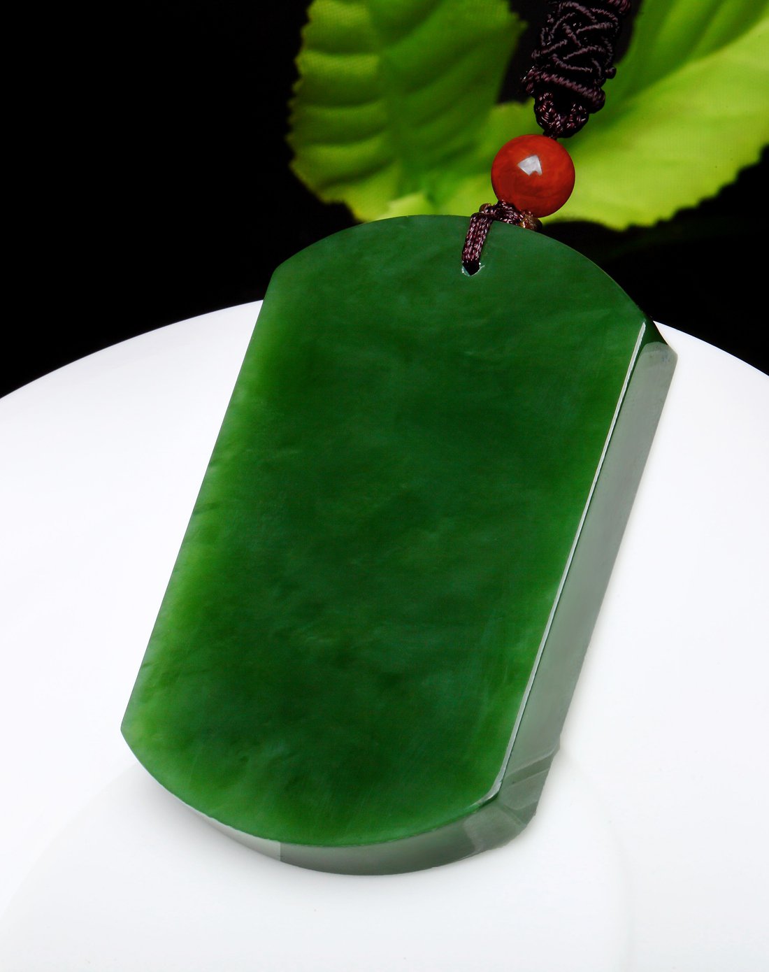 天然碧玉平安无事牌吊坠 赠绳链