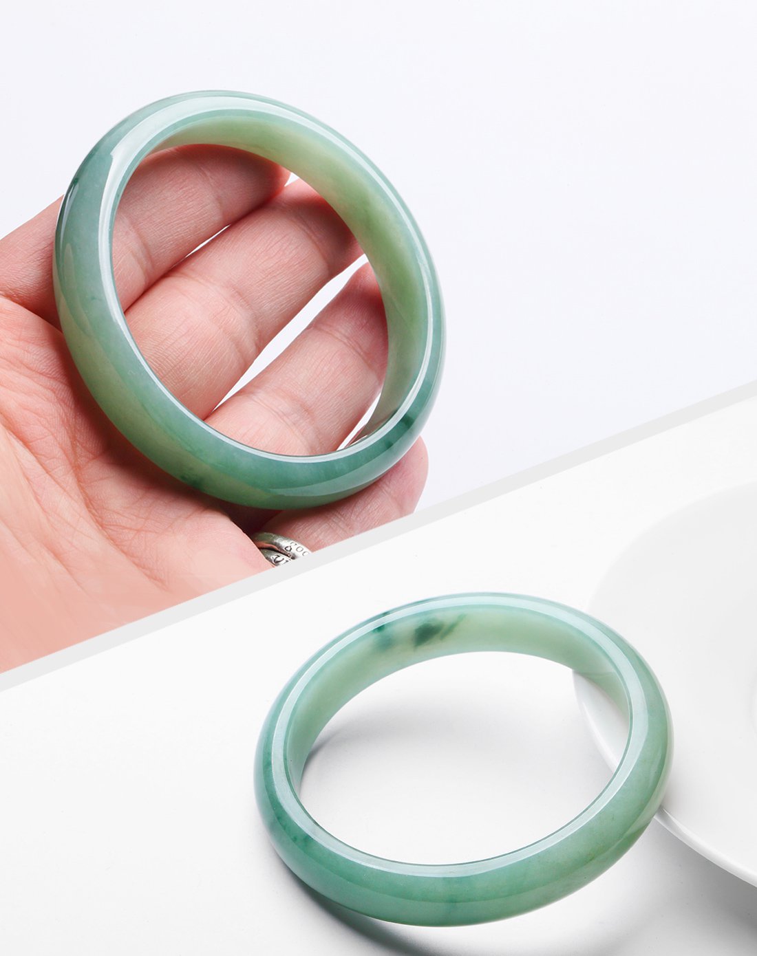 天然油青翡翠富贵圆镯