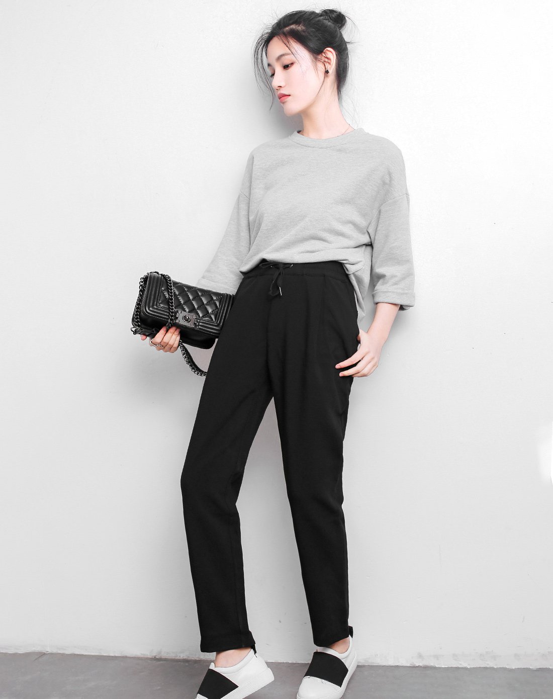 七格格旗下舒适感时尚系带休闲裤女休闲裤女裤子潮牌iaizo女式休闲裤