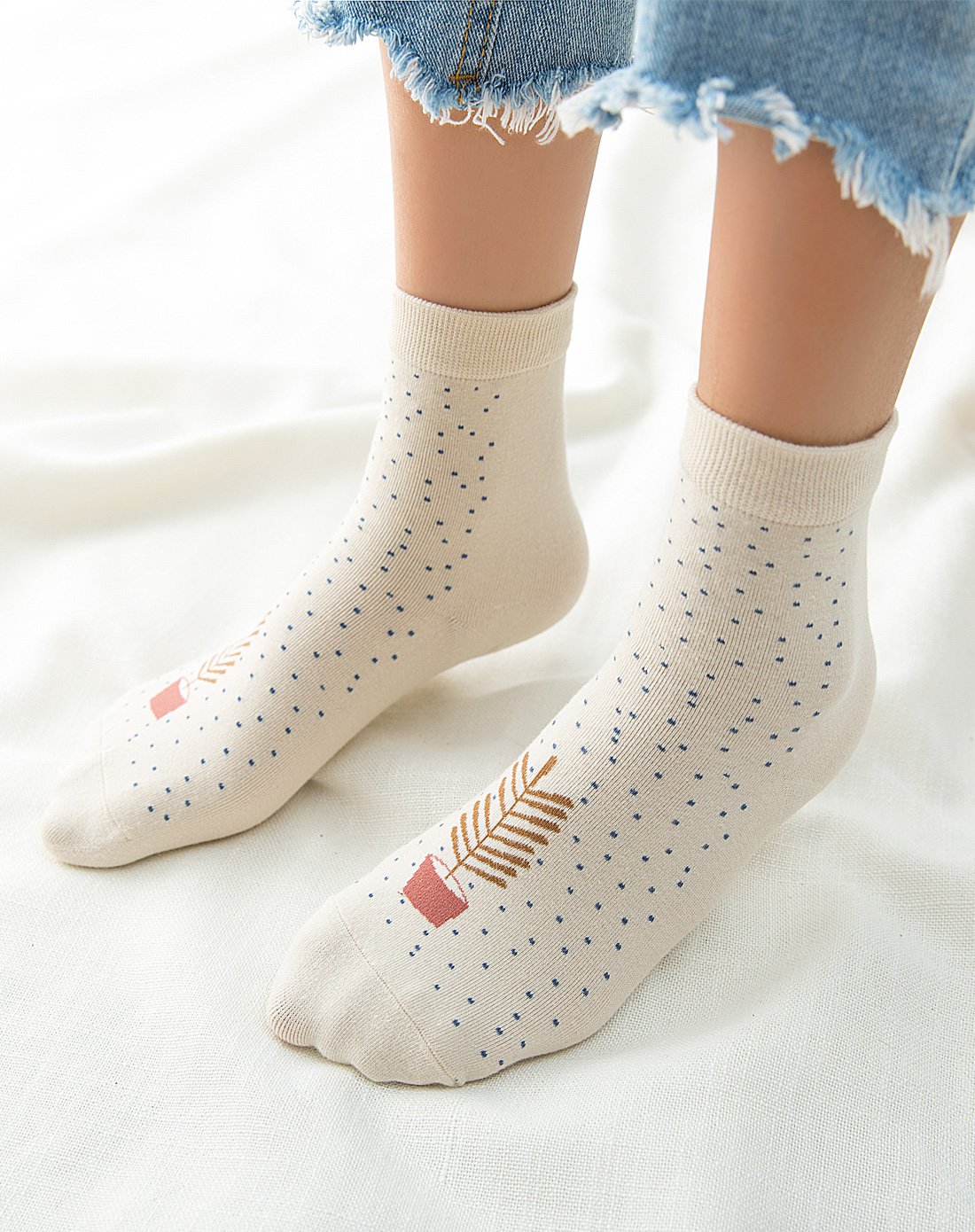 mkmj女士棉袜春秋袜子棉女袜透气运动袜时尚休闲短袜中筒袜ab棉袜4双