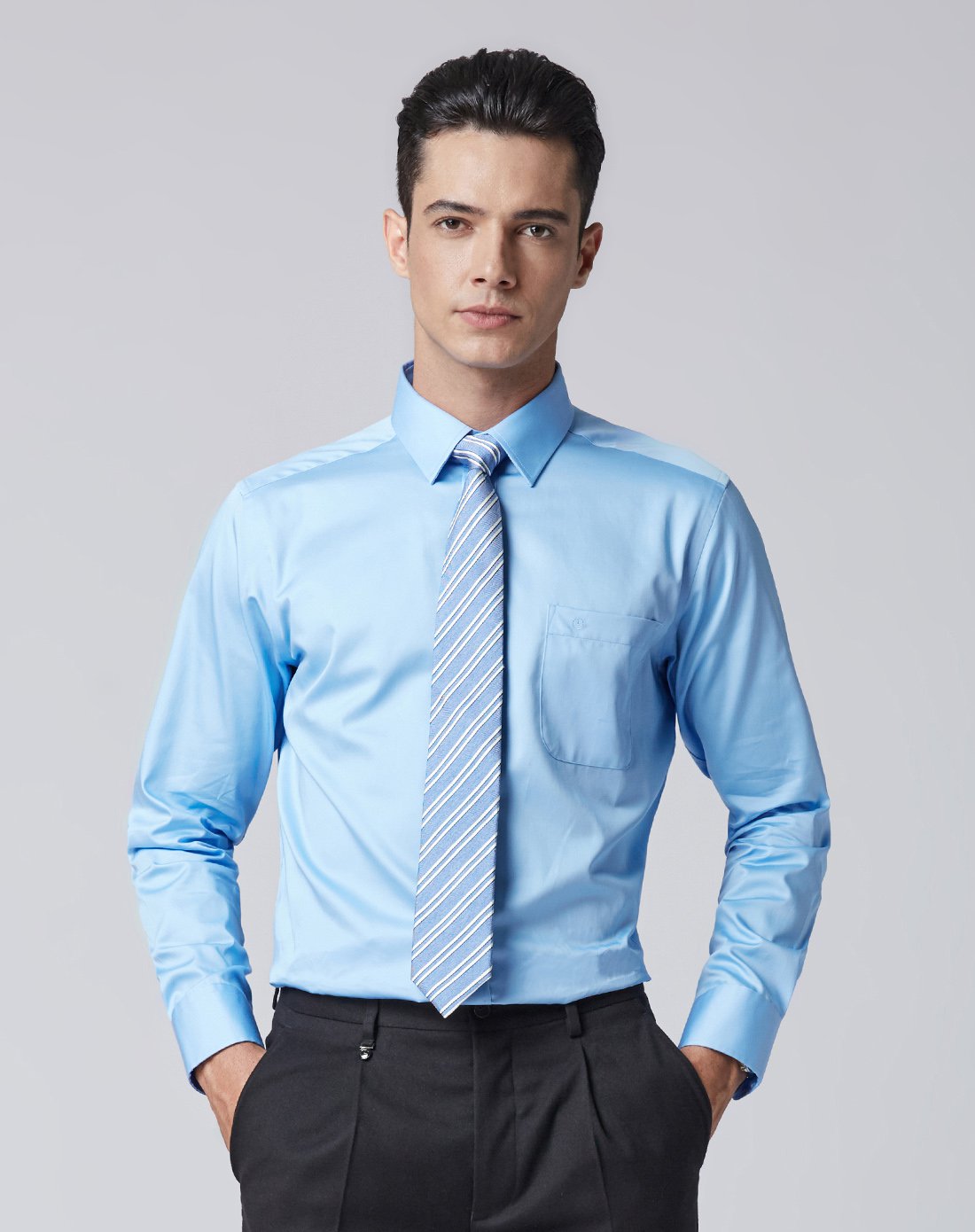 纯棉舒适基本款商务正装长袖衬衫