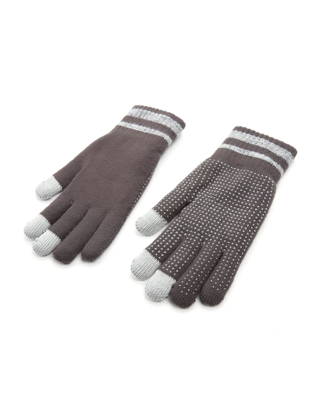 elle防滑加绒加厚保暖可触屏针织手套