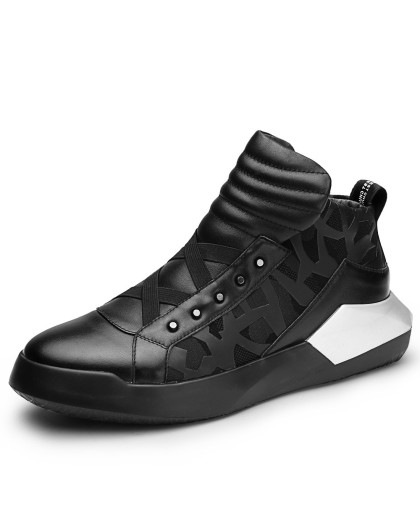 凯撒大帝男士休闲鞋秋季个性潮流【真皮】套脚厚底耐磨潮鞋男鞋户外