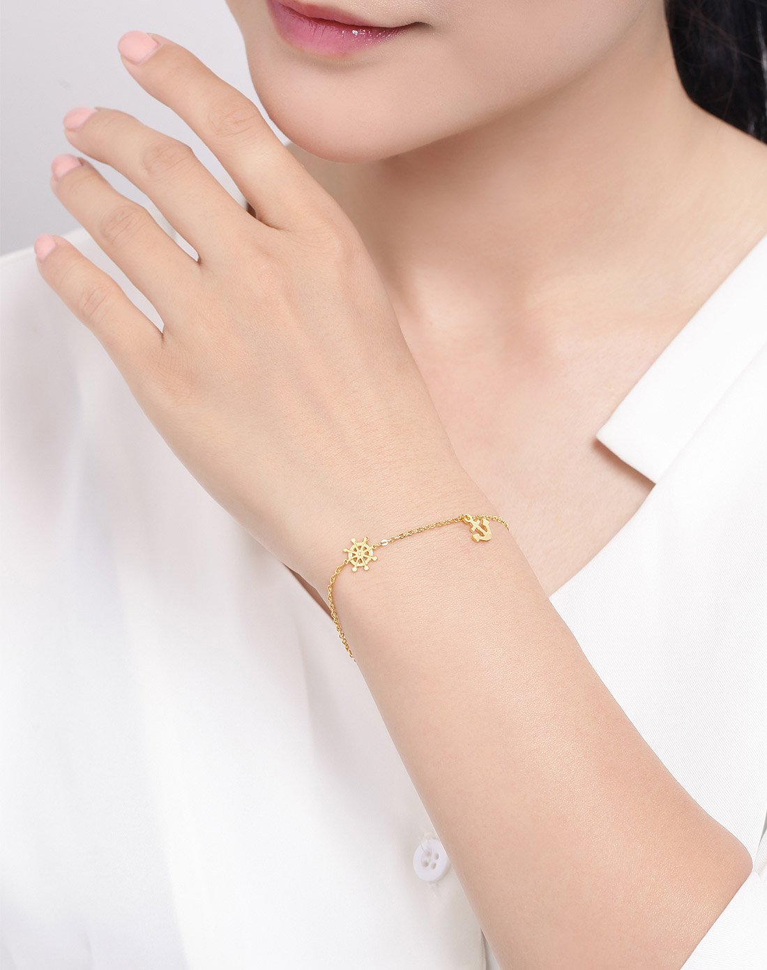 明牌珠宝专场【2017新品】明牌 足金航海家简约时尚手链计价afk0052-v