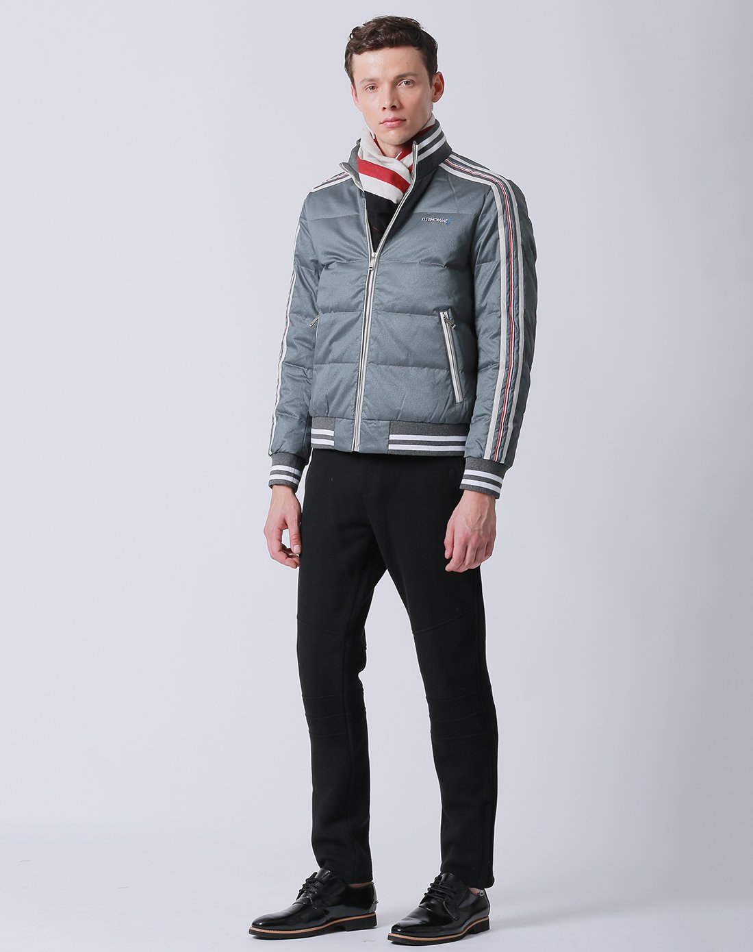 elle homme男装反季清仓专场男士时尚休闲立领茄克款白鸭绒羽绒服