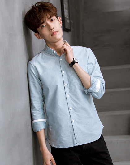 净色休闲衬衫外穿内搭男士长袖衬衫