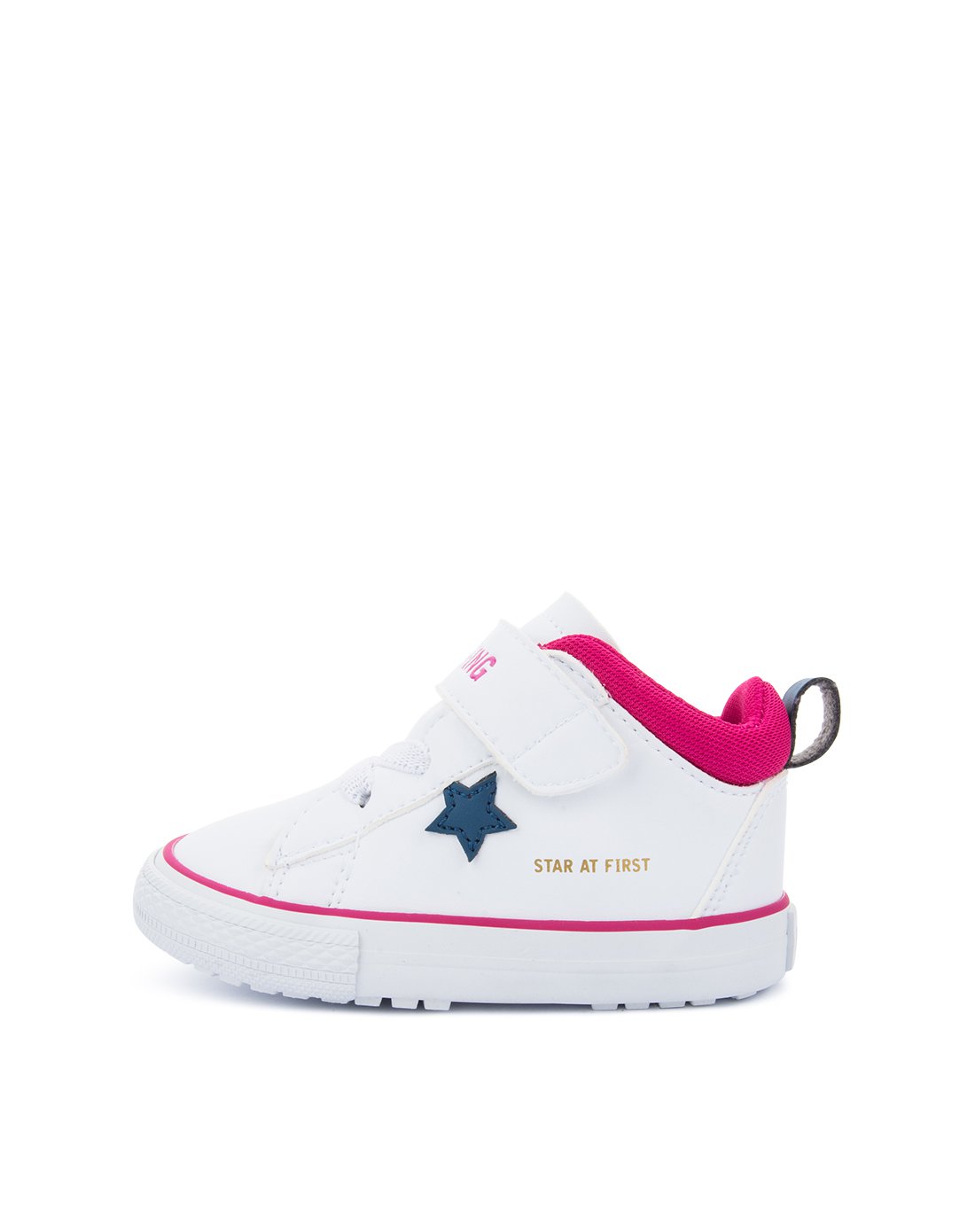 kids.ing 男女童星星加绒款小白鞋