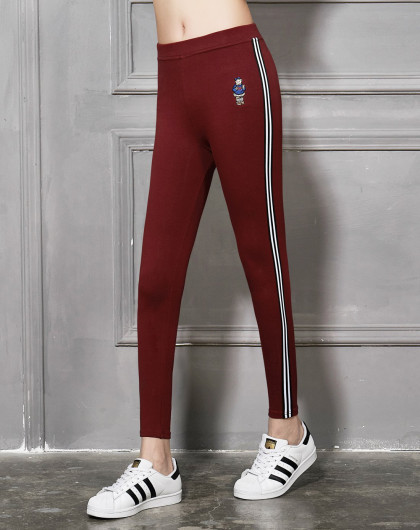 舒适百搭 女式针织健美裤 个性绣花