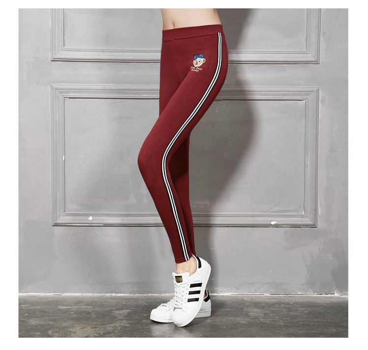 活力百搭 女式针织健美裤 经典绣花