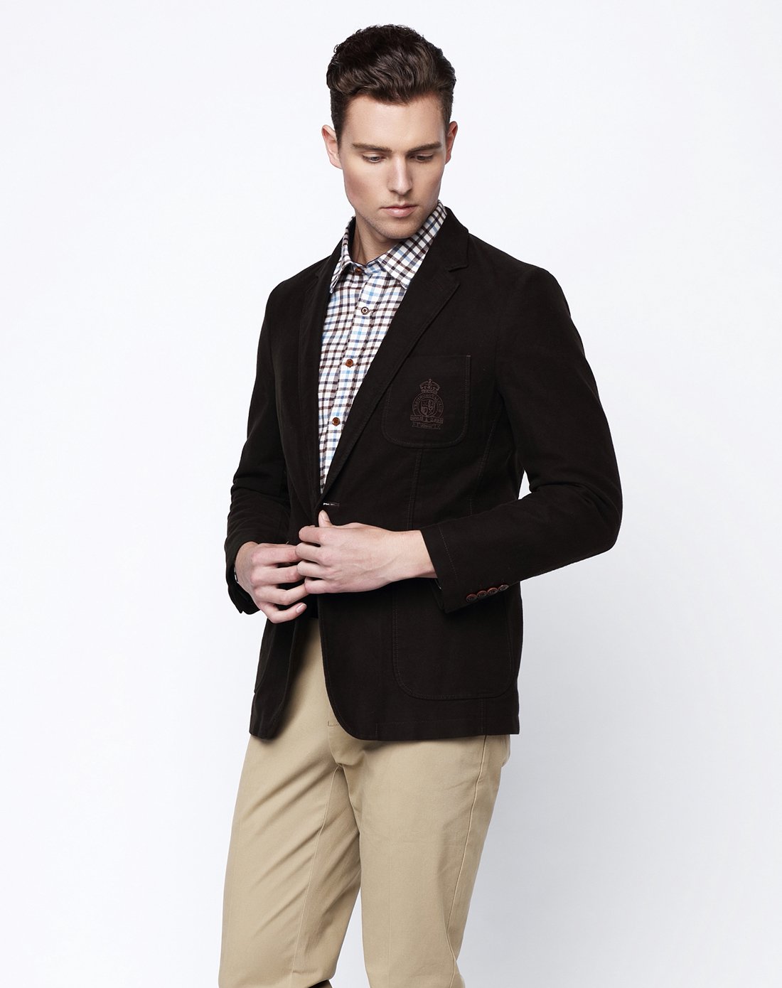 深咖啡色时尚百搭长袖西服