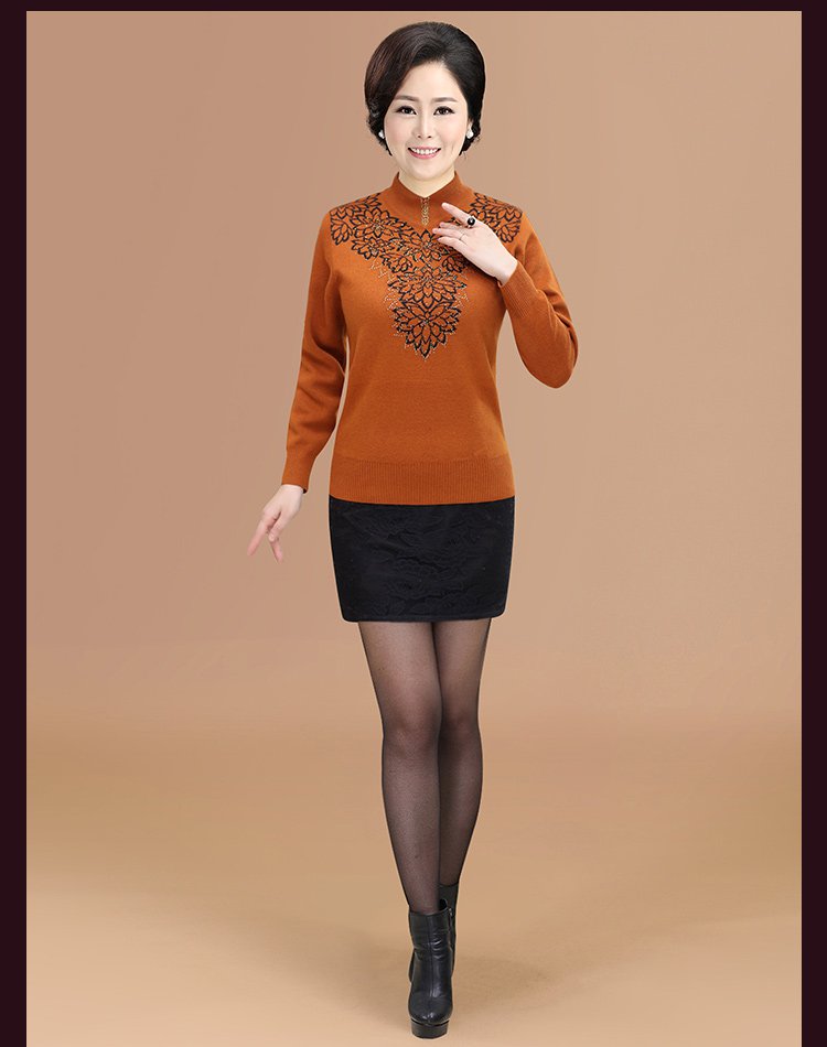 福玛玛女装专场 福玛玛时尚提花羊毛半高领毛衣 适用季节: 四季适用