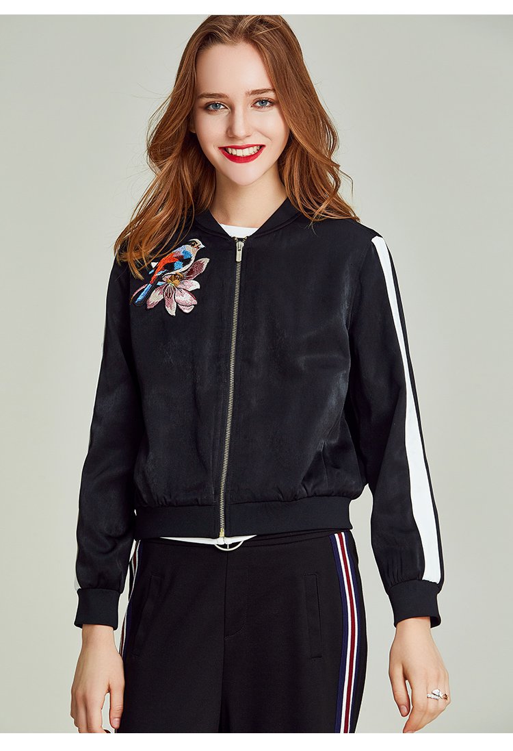 欧美风重工刺绣图案宽松棒球服