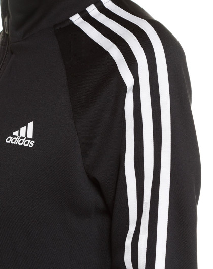 adidas时尚运动鞋服专场经典三条纹 女款黑配白色长袖外套cf3671_唯品