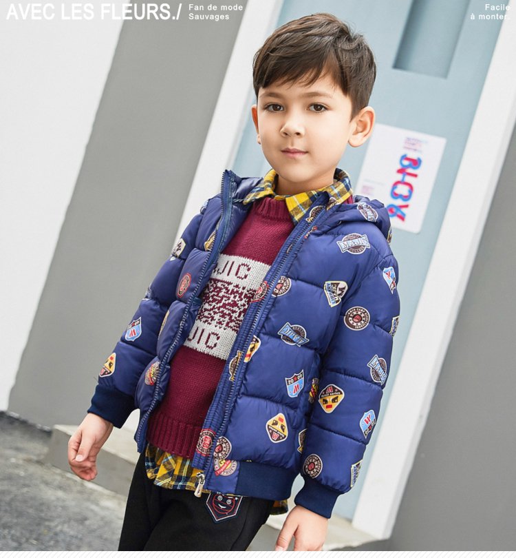 玛吉卡童装男童棉服冬款时尚加厚保暖外套童装棉服连帽外套