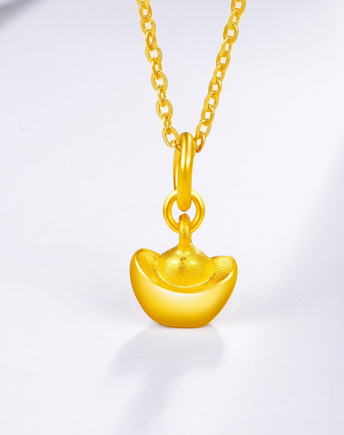 吉盟珠宝 黄金吊坠 可爱小元宝足金挂坠 计价