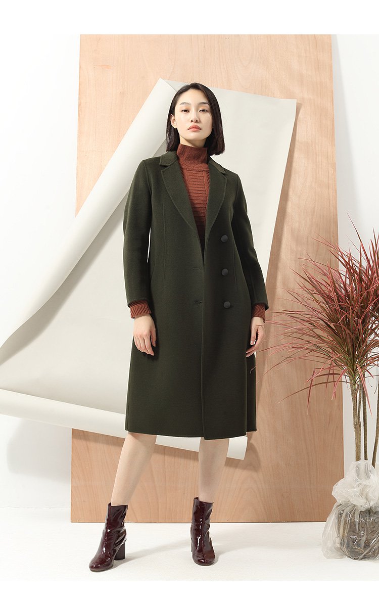 羊毛羊绒气质显瘦直筒长款羊毛大衣