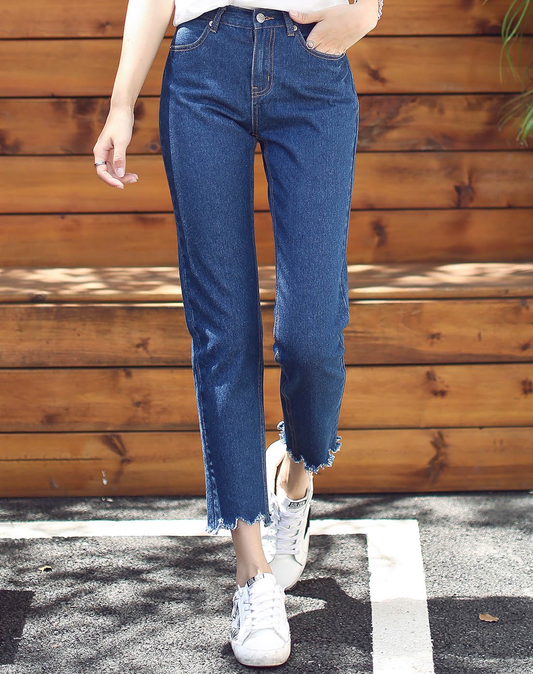 蓝色 女款牛仔九分裤