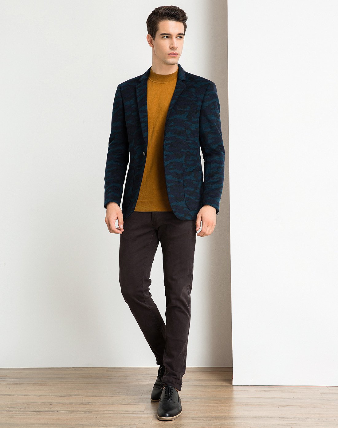 英伦雅痞风暗纹休闲迷彩西服商务休闲时尚便西外套