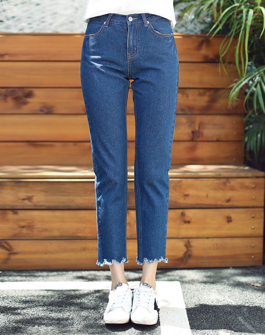 蓝色 女款牛仔九分裤