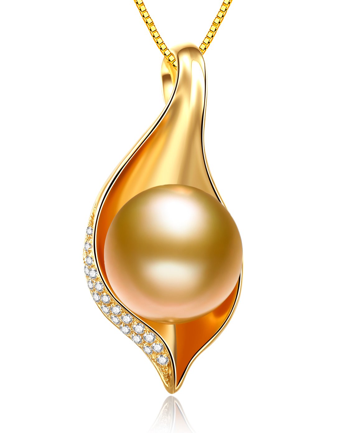 蓝色海洋 简洁创意/9-10mm南洋金珍珠18k金钻吊坠