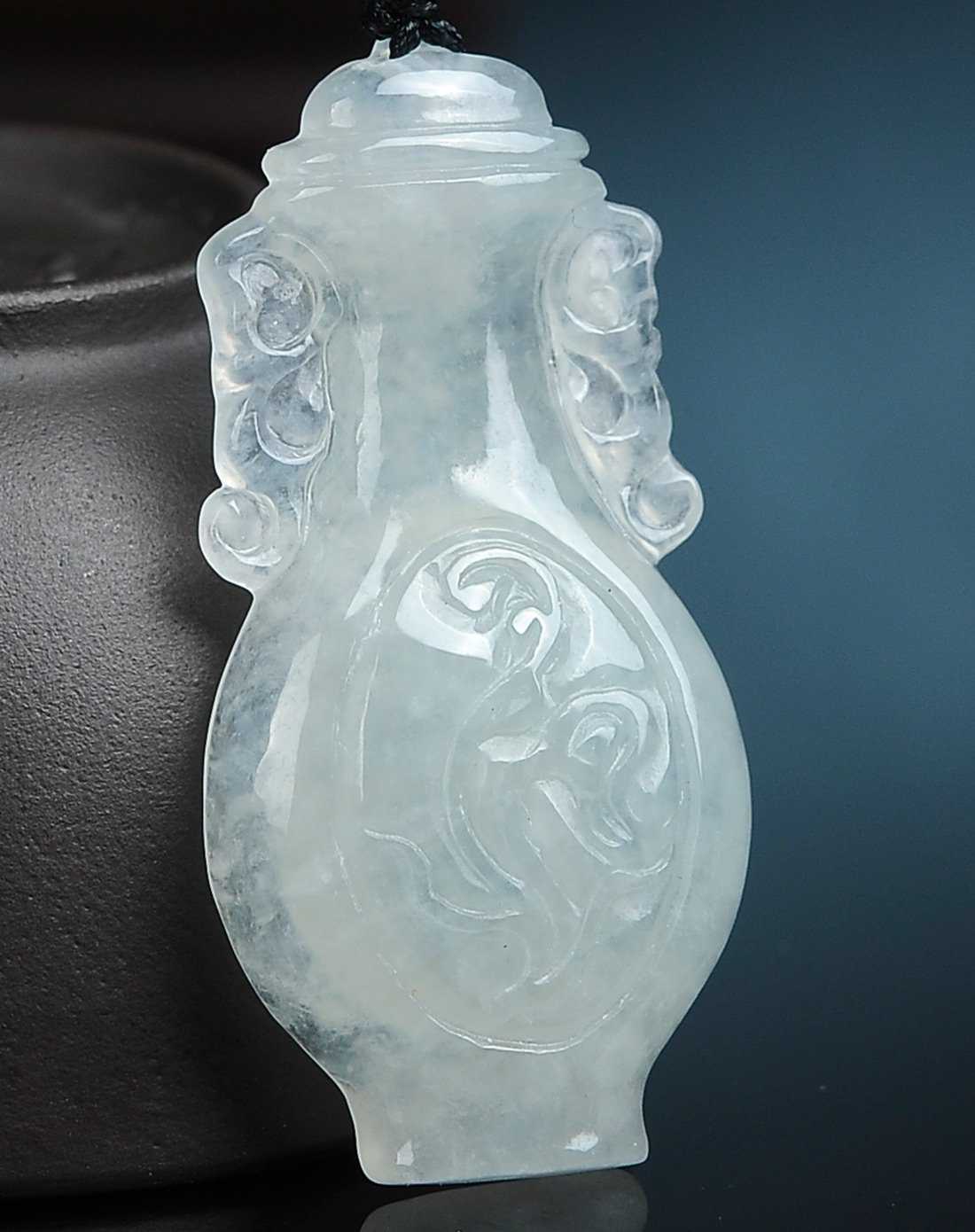 亿珍阁 a货翡翠挂件/冰糯种如意宝瓶玉吊坠/玉吊坠附证书