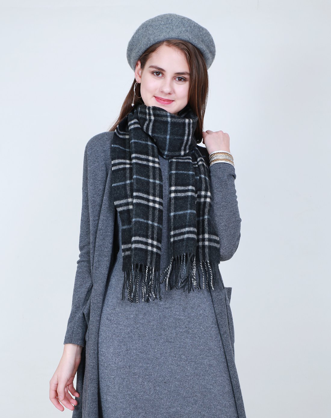 兆君100%羊毛围巾百搭羊毛围巾长款多色围巾