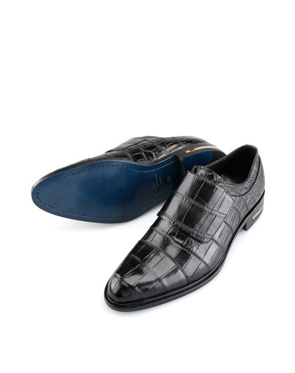 新品 真鳄鱼肚皮配真皮大底奢华商务鞋