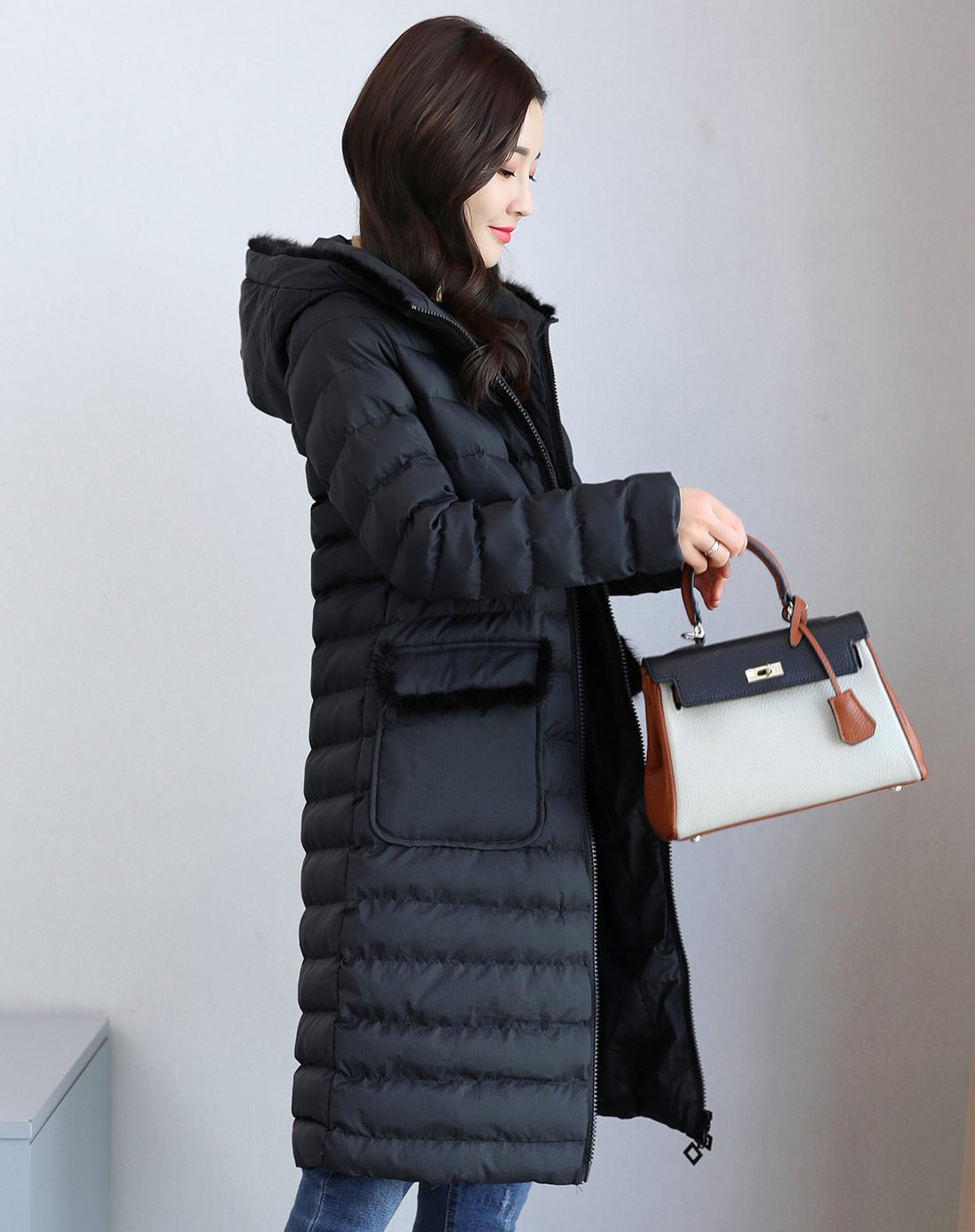 女款通勤连帽加厚保暖外套棉衣