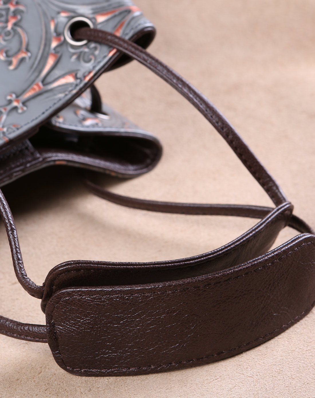 吐火罗新品拼色复古独特个性牛皮手提包