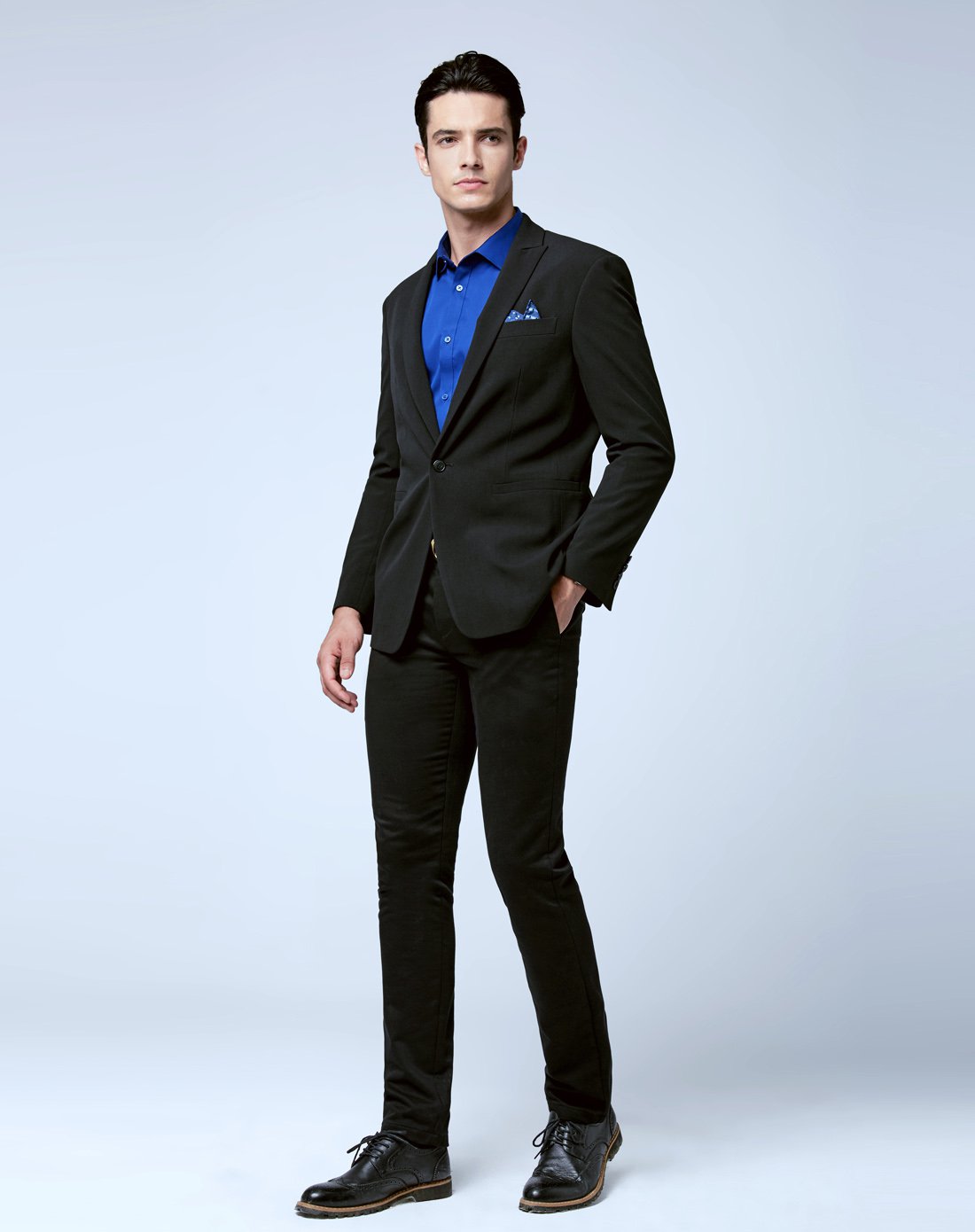 修身立体戗驳领简约商务休闲男士西装