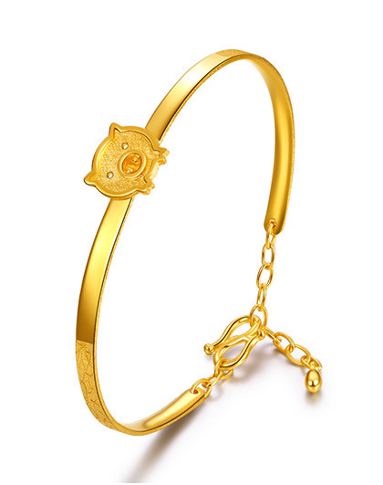 金至尊 足金蚕丝小猪手镯(计价)