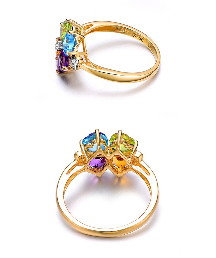 enzo 彩宝/多色彩宝/k金/18k黄金/宝石戒指/女戒/戒指/宝石女戒
