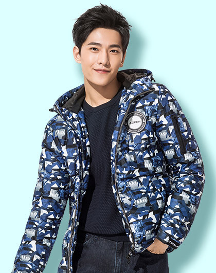 【杨洋明星同款】森马冬装男士韩版连帽拼色舒适保暖80绒男士羽绒服短