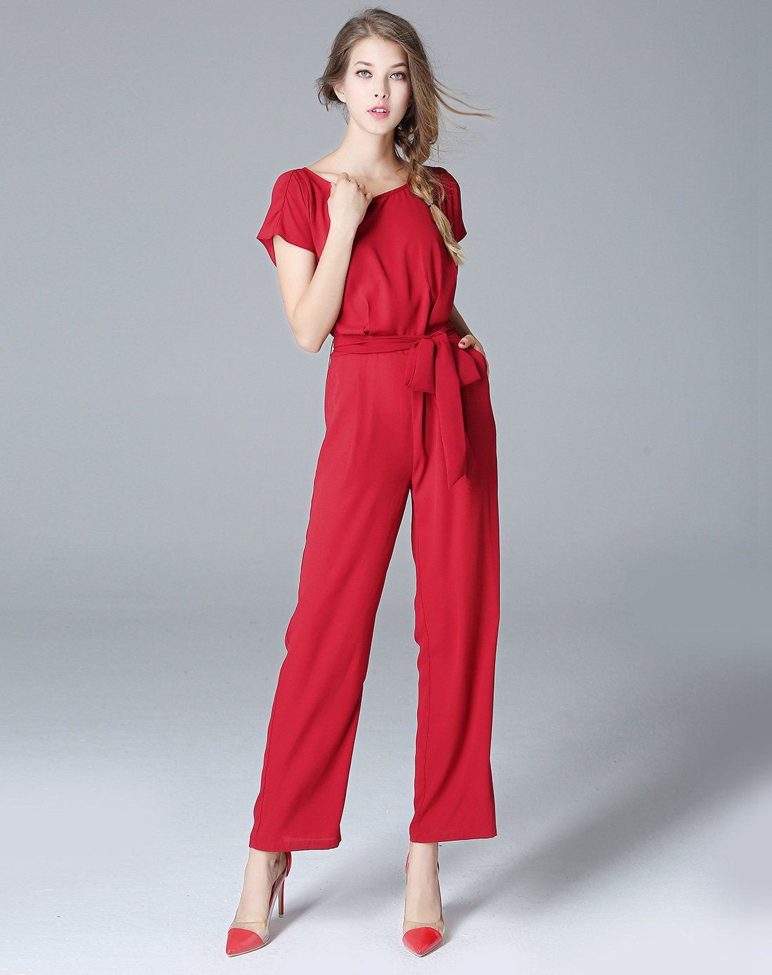 时尚帅雅纯色春夏款连体裤女