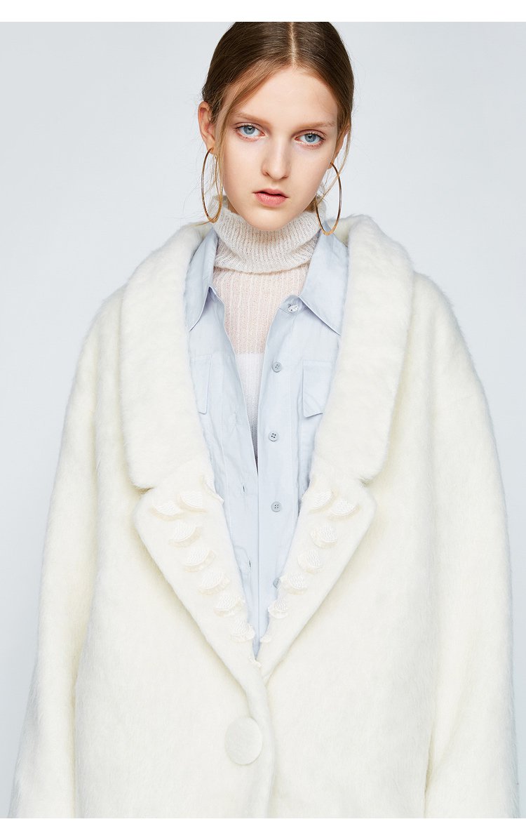 dazzle休闲刺绣翻折领中长款羊毛大衣 尺码偏大2m4g11031_唯品会