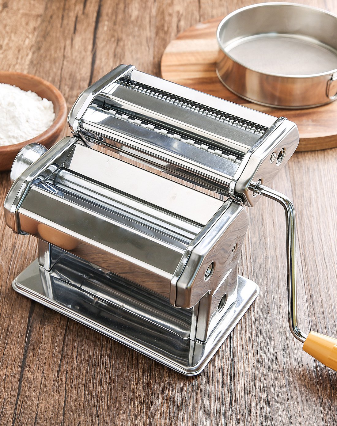 美国recook 【9档切换】 薄厚可选 粗细可调 不锈钢 手动压面机