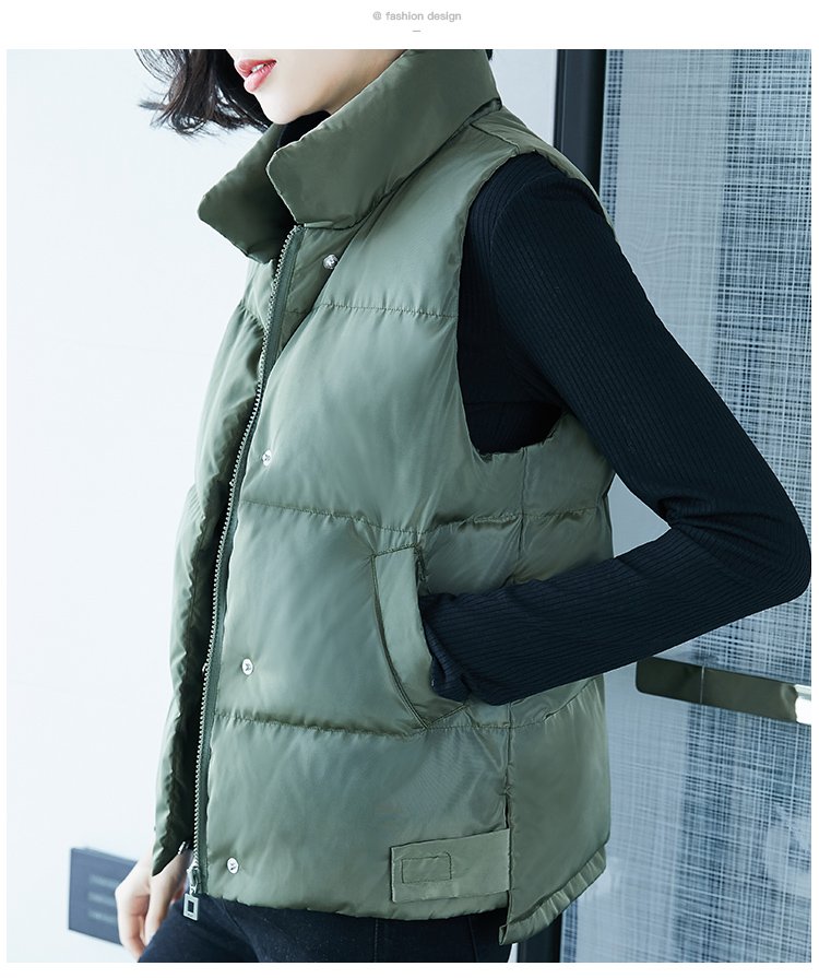 2017冬季新款韩版女装羽绒服春秋冬装简约通勤羽绒背心宽松显瘦立领