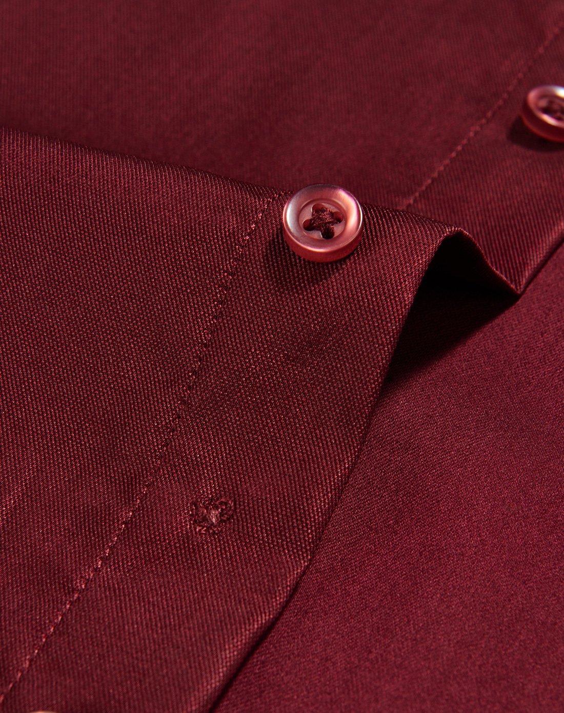 酒红色纯色韩版修身长袖衬衫