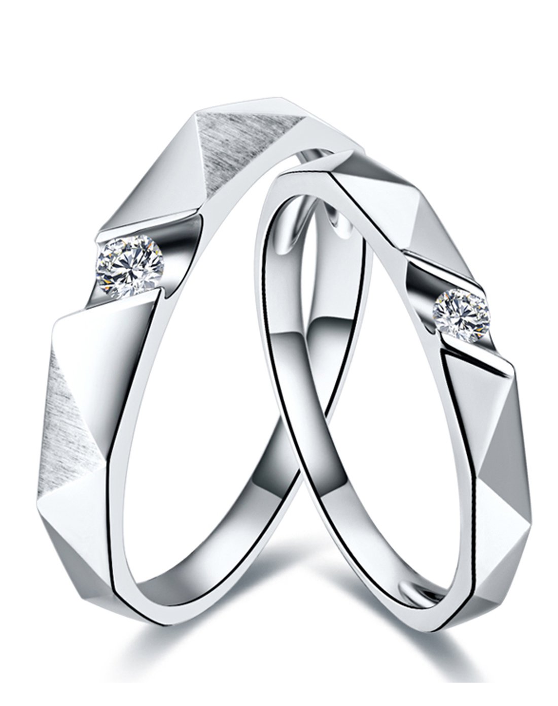 爱度18k金钻石情侣对戒女戒-相伴一生