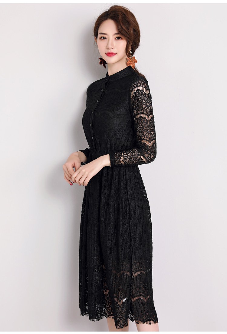 黑色蕾丝镂空时尚连衣裙