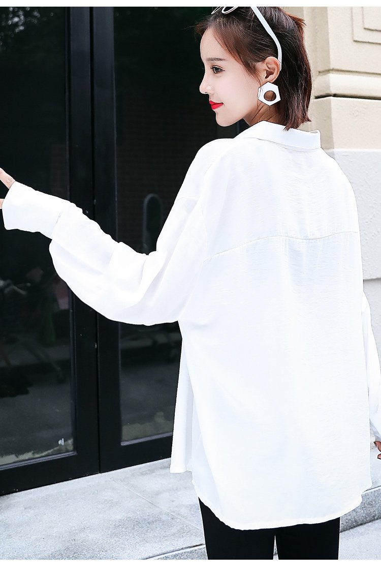 初秋性感溜肩长袖两穿衬衫
