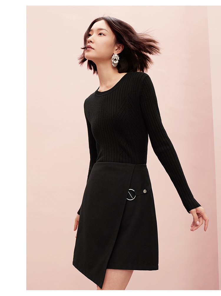 【杜鹃明星同款】新款 纯色修身圆领针织衫 女款毛衣