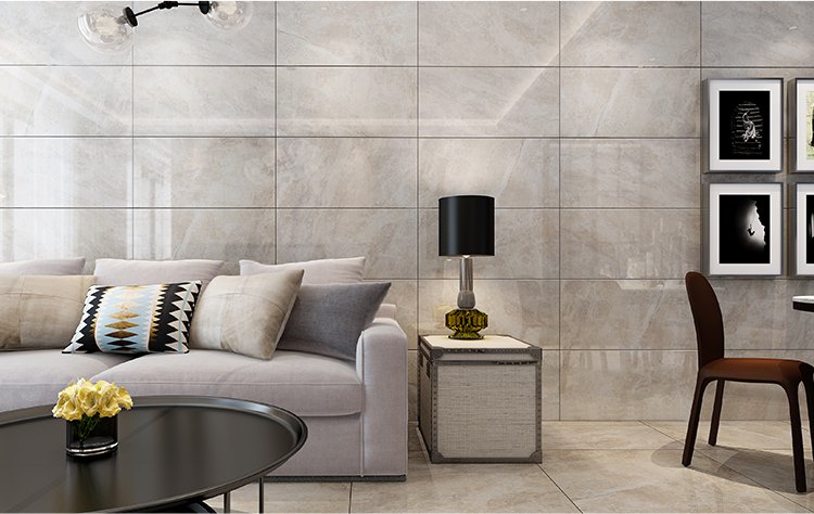 新中源瓷砖 石纹全抛釉地砖客厅墙砖 西班牙灰80x80