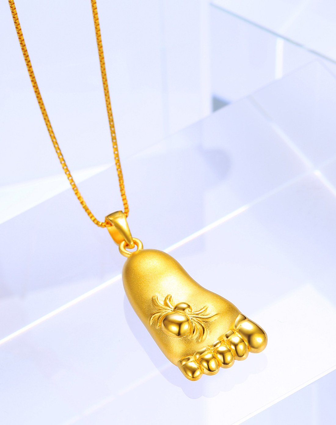 谢瑞麟谢瑞麟3d硬金小脚丫/知足常乐黄金吊坠女足金挂坠xh134_唯品会