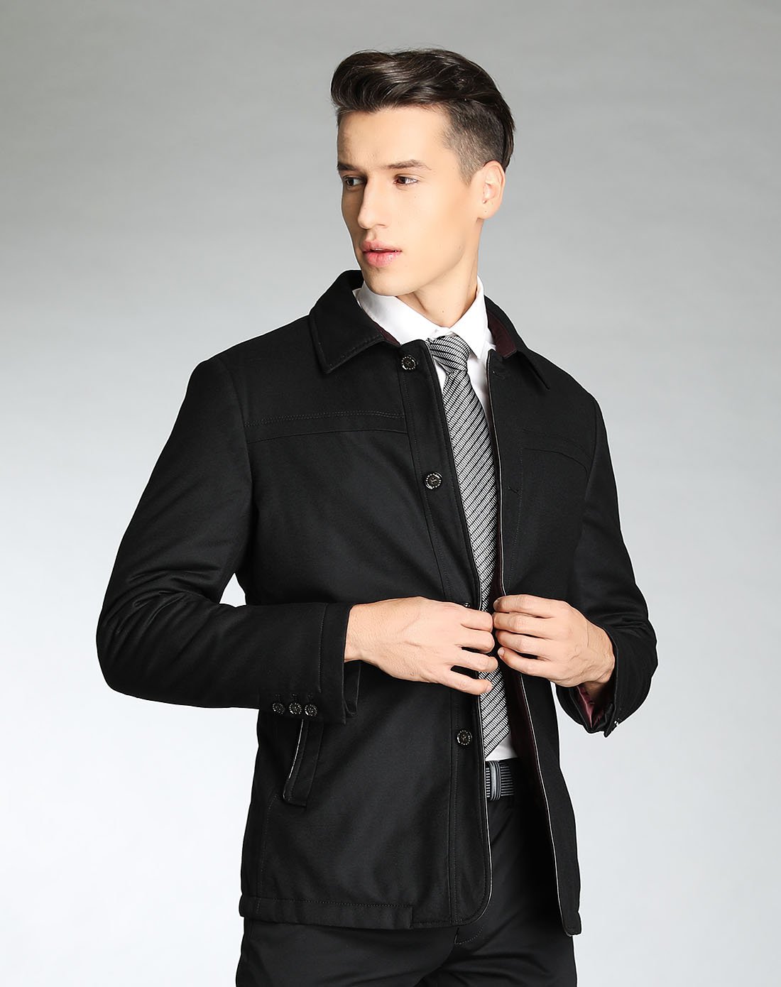 斯卡图保暖舒适纯色简约翻领男士棉服83725506709_唯品会