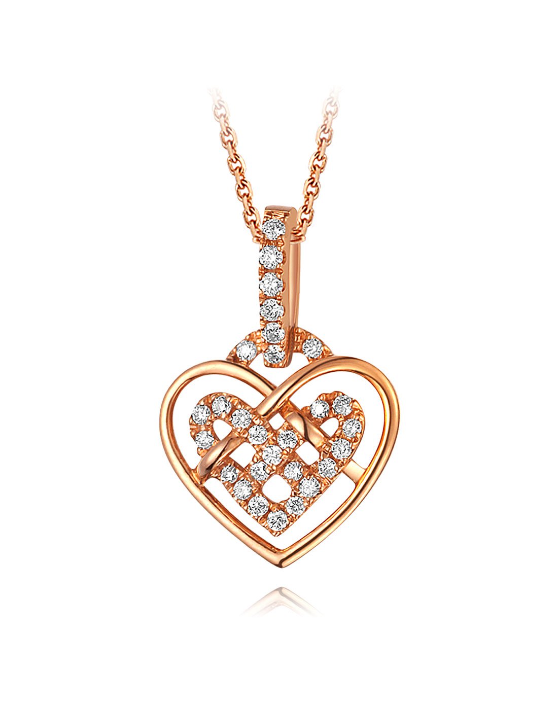 谢瑞麟心心系列18k金钻石玫瑰金爱心吊坠约11分