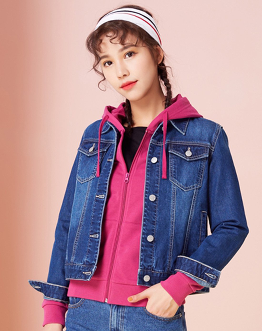 美特斯邦威2018新款简约时尚百搭韩版牛仔短外套潮流休闲女士夹克