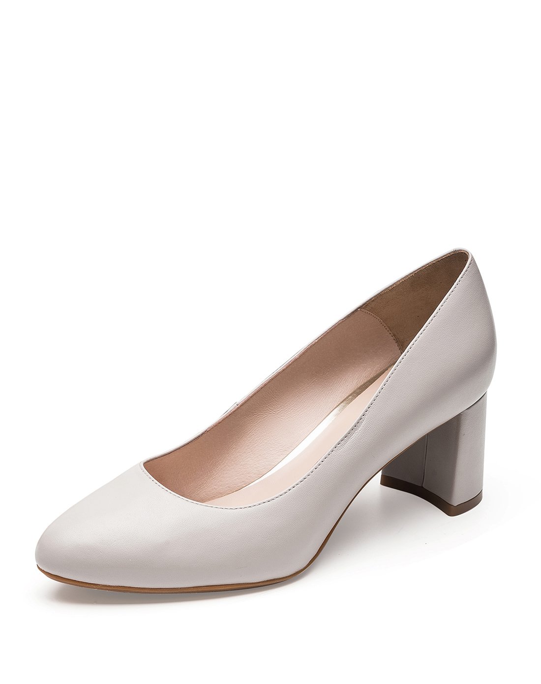 返50 莱尔斯丹 2018春新款女鞋优雅通勤圆头浅口粗跟高跟鞋女单鞋ls 9