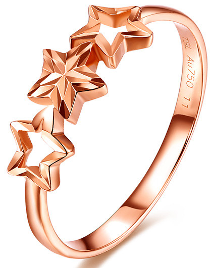 tsl谢瑞麟18k金女款时尚五角星星玫瑰金戒指